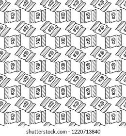 Seamless pattern hand drawn gps map. Doodle black sketch. Sign symbol. Decoration element. Isolated on white background. Flat design. Vector illustration.