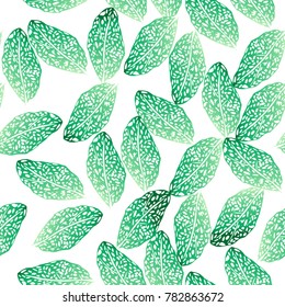 Seamless pattern with hand drawn gradient leaves
