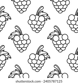 seamless pattern of hand drawn grapes on a white background