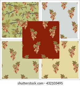 Seamless pattern with hand drawn grapevine. Vector
