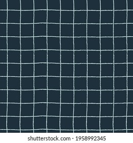 Seamless pattern with hand drawn grid on dark background