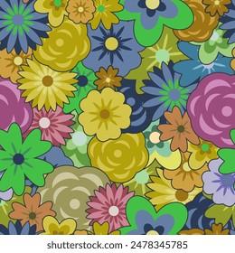 seamless pattern hand drawn groovy floral