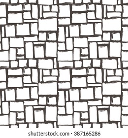 Seamless pattern with hand drawn grunge squares. Hand drawn ink illustration. Modern seamless pattern. Ornament for wrapping paper. 