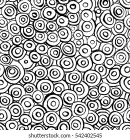 Seamless pattern with hand drawn grunge circles. Ink illustration. Hand drawn ornament for wrapping paper.