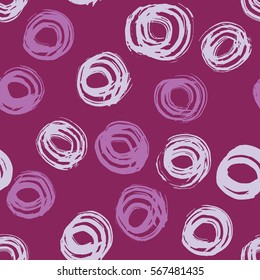 Seamless pattern with hand drawn grunge circles. Ink illustration.