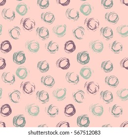 Seamless pattern with hand drawn grunge circles. Ink illustration.