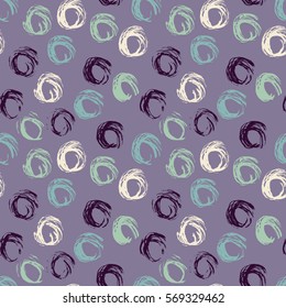 Seamless pattern with hand drawn grunge circles. Ink illustration.