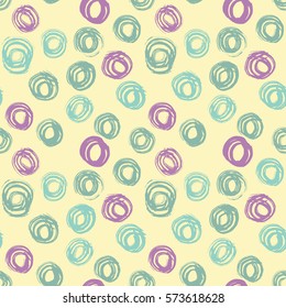 Seamless pattern with hand drawn grunge circles. Ink illustration.