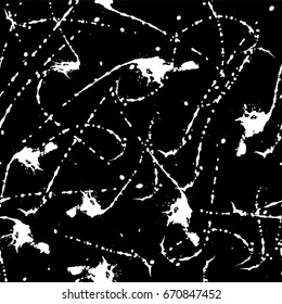 Seamless Pattern Hand Drawn Grunge Stroke Brushes. Splash Print for Fabric. Trendy Design for Textile, Dress, Wallpaper, Tile, Card. Abstract Background. Vector Illustration.