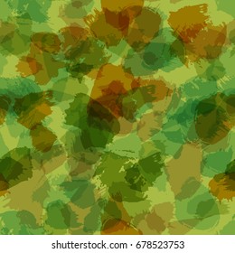 Seamless Pattern Hand Drawn Grunge Stroke Brushes. Modern Camouflage Print, Military Style. Trendy Design for Textile, Dress, Wallpaper, Tile, Card.  Abstract Background. Vector Illustration. 