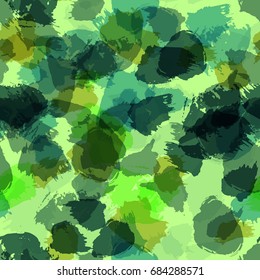 Seamless Pattern Hand Drawn Grunge Stroke Brushes. Modern Camouflage Print, Military Style. Trendy Design for Textile, Dress, Wallpaper, Tile, Card.  Abstract Background. Vector Illustration. 