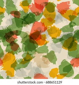 Seamless Pattern Hand Drawn Grunge Stroke Brushes. Modern Camouflage Print, Military Style. Trendy Design for Textile, Dress, Wallpaper, Tile, Card.  Abstract Background. Vector Illustration. 
