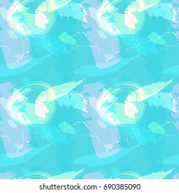 Seamless Pattern Hand Drawn Grunge Stroke Brushes. Trendy Design for Textile, Dress, Wallpaper, Tile, Card. Summer and Spring Colors. Soft Print.  Abstract Background. Vector Illustration.