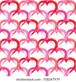 Seamless pattern with hand drawn grunge heart. Valentine day background. Can be used for romantic seamless texture, backdrop, textile.