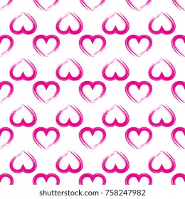 Seamless pattern with hand drawn grunge heart. Valentine day background. Can be used for romantic seamless texture, backdrop, textile.