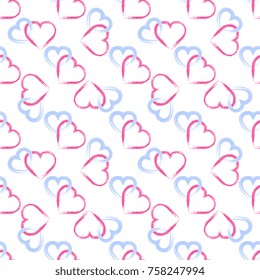 Seamless pattern with hand drawn grunge heart. Valentine day background. Can be used for romantic seamless texture, backdrop, textile.