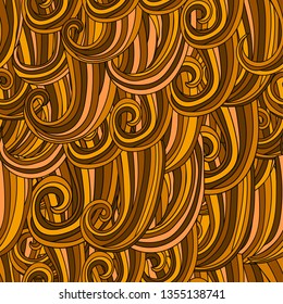 Seamless pattern with hand drawn hair and wave element. Vector illustration