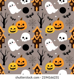 Seamless pattern with hand drawn Halloween. Background for textile, wrapping paper, fashions, illustrations.