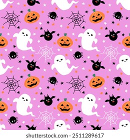 Padrão perfeito com Halloween desenhado à mão. Fundo para têxtil, papel de embrulho, moda, ilustração.