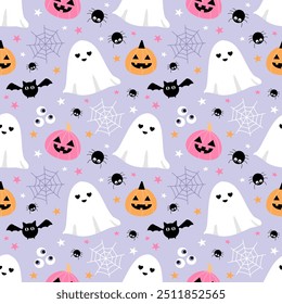 Patrón sin fisuras con Halloween dibujado a mano. Fondo para la materia textil, papel de embalaje, moda, ilustración.