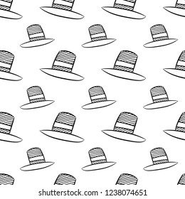 Seamless pattern hand drawn hat. Doodle black sketch. Sign symbol. Decoration element. Isolated on white background. Flat design. Vector illustration.