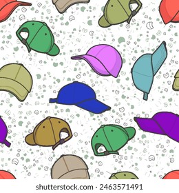 seamless pattern hand drawn hat cartoon