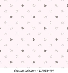 Seamless pattern of Hand Drawn Heart Design on Pink Background