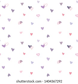 Seamless Pattern of Hand Drawn Heart Design on White Background