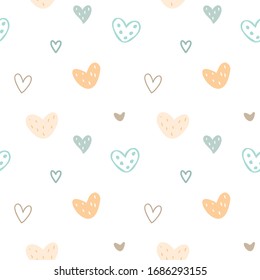 Seamless Pattern of Hand Drawn Heart Design on White Background