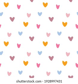 Seamless Pattern with Hand Drawn Heart Design on White Background