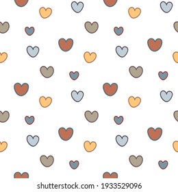 Seamless Pattern with Hand Drawn Heart Design on White Background