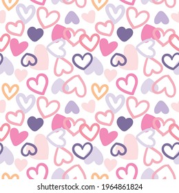 Seamless Pattern of Hand Drawn Heart Design on White Background