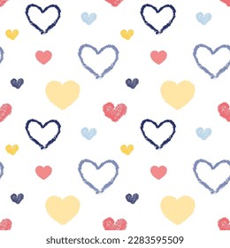 Seamless Pattern with Hand Drawn Heart Design on White Background
