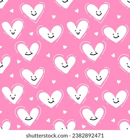 Seamless pattern with hand drawn heart. Background for textile, wrapping paper, fashion, illustration.