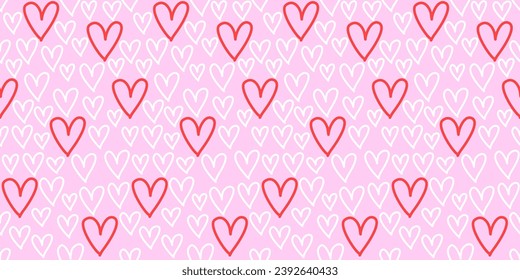 Seamless pattern with hand drawn heart. Background for textile, wrapping paper, fashion, illustration.