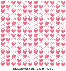 Seamless pattern with hand drawn heart. Background for textile, wrapping paper, fashion, illustration.