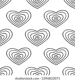 Seamless pattern with hand drawn heart doodle for decorative print, wrapping paper, greeting cards and fabric