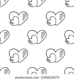 Seamless pattern with hand drawn heart doodle for decorative print, wrapping paper, greeting cards and fabric