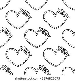 Seamless pattern with hand drawn heart doodle for decorative print, wrapping paper, greeting cards and fabric
