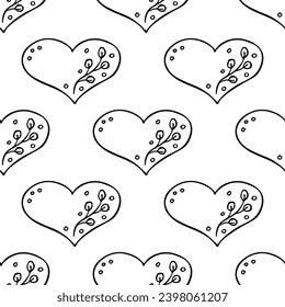 Seamless pattern with hand drawn heart doodle for decorative print, wrapping paper, greeting cards and fabric