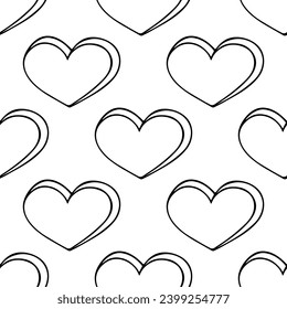 Seamless pattern with hand drawn heart doodle for decorative print, wrapping paper, greeting cards and fabric