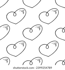 Patrón sin fisuras con doodle de corazón dibujado a mano para impresión decorativa, papel de envoltura, tarjetas de felicitación y tela