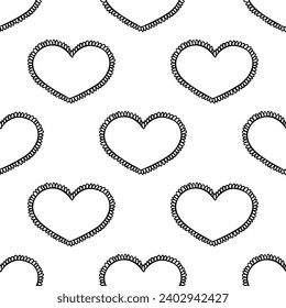 Seamless pattern with hand drawn heart doodle for decorative print, wrapping paper, greeting cards and fabric