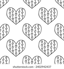 Seamless pattern with hand drawn heart doodle for decorative print, wrapping paper, greeting cards and fabric
