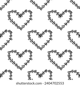 Seamless pattern with hand drawn heart doodle for decorative print, wrapping paper, greeting cards and fabric