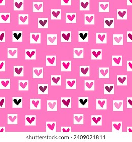 Seamless pattern with hand drawn heart. Background for textile, wrapping paper, fashion, illustration.