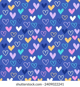 Seamless pattern with hand drawn heart. Background for textile, wrapping paper, fashion, illustration.