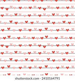 Seamless pattern with hand drawn heart. Background for textile, wrapping paper, fashion, illustration.