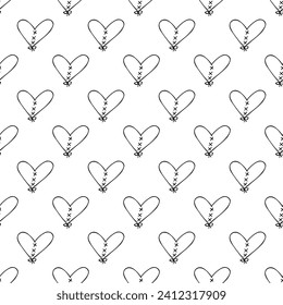 Patrón sin fisuras con doodle de corazón dibujado a mano para impresión decorativa, papel de envoltura, tarjetas de felicitación y tela