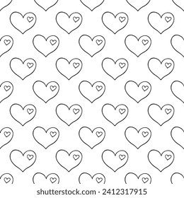Patrón sin fisuras con doodle de corazón dibujado a mano para impresión decorativa, papel de envoltura, tarjetas de felicitación y tela